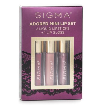 Adored Mini Lip Set (2x Liquid Lipstick + 1x Lip Gloss)  3pcs