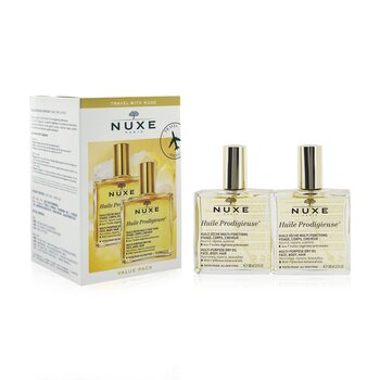 Travel With Nuxe Huile Prodigieuse Multi Usage Dry Oil Duo Set: 2x Dry Oil 100ml  2x 100ml/3.3oz