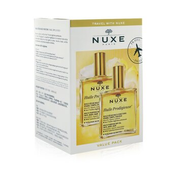 Travel With Nuxe Huile Prodigieuse Multi Usage Dry Oil Duo Set: 2x Dry Oil 100ml  2x 100ml/3.3oz