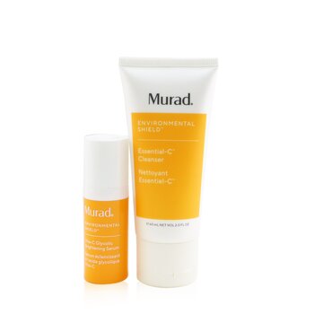 Murad Skin Clinic Glow Anywhere With Murad Set: Environmental Shield Essential-C Cleanser 60ml + Environmental Shield Vita-C Glycolic Brightening Serum10ml  2pcs