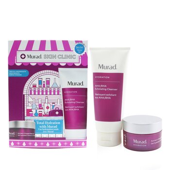 Murad Skin Clinic - Total Hydration With Murad Set: AHA/BHA Exfoliating Cleanser - 200ml/6.75oz + Nutrient-Charged Water Gel - 50ml/1.7oz  2pcs
