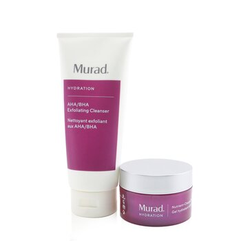 Murad Skin Clinic - Total Hydration With Murad Set: AHA/BHA Exfoliating Cleanser - 200ml/6.75oz + Nutrient-Charged Water Gel - 50ml/1.7oz 2pcs