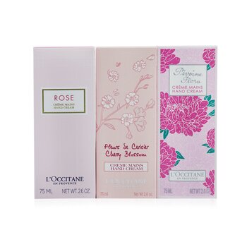 Pink Flowers Hand Cream Collection: Pivoine Flora + Rose + Cherry Blossom  3x75ml/2.6oz