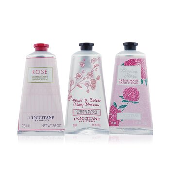 Pink Flowers Hand Cream Collection: Pivoine Flora + Rose + Cherry Blossom  3x75ml/2.6oz