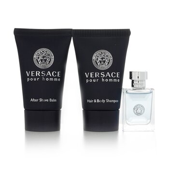 Versace Pour Homme Set: Eau De Toilette 5ml + Hair & Body Shampoo 25ml + After Shave Balm 25ml  3pcs