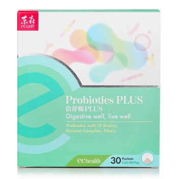 Probiotics PLUS - Digestive Well - Probiotics with 15 Strains, Enzyme Complex, Fibers 30 packets