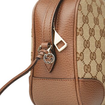 Gucci Canvas Leather GG BREE Crossbody Bag 449413 Beige