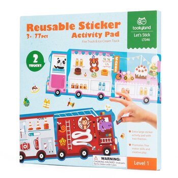 Tookyland &quot;Reusable Stickers Activity Pad - Fire Truck & Ice Cream Truck&quot; 24x2x23cm