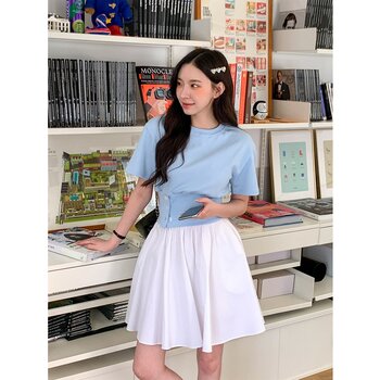 Trendywhere Round Neck Button Front Top Free (XS-M)
