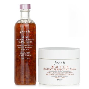 Fresh Fresh Black Tea Instant Perfecting Mask + Rose Deep Hydration Facial Toner 2pcs