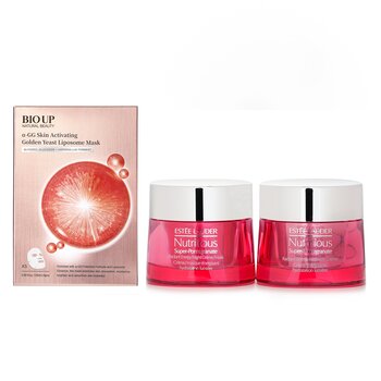 Estee Lauder Estee Lauder Nutritious Super-Pomegranate Day & Night Radiance Set X Natural Beauty BIO UP a-GG Skin Activating Golden Yeast Liposome Mask 2pcs