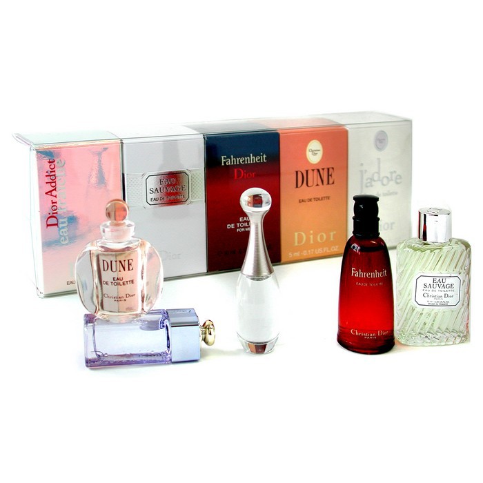 Christian Dior Deluxe Miniature Collection: J'Adore, Addict Fraiche, Dune,Fahrenheit, Eau Sauva 5pcsProduct Thumbnail