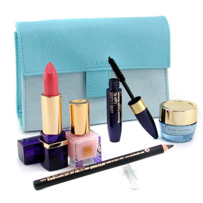 Estee Lauder Travel Set: Hydra Complete Crm + Mini Mascara + Electric Lipstick + Eye Pencil + Nail Color + Bag... 5pcs+1bagProduct Thumbnail