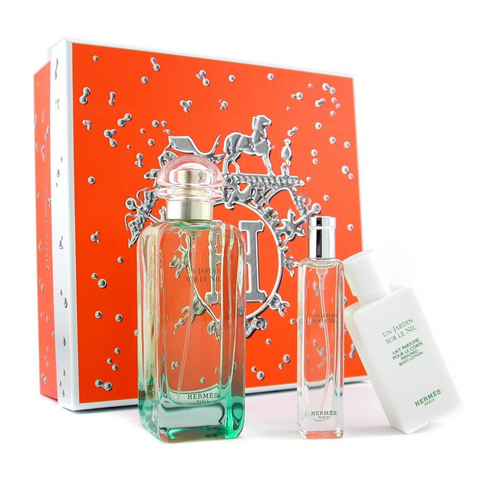 Hermes Un Jardin Sur Le Nil Set: Eau De Toilette Semprot 100ml+ Edt Semprot 15ml+ Losion Tubuh 40ml 3pcsProduct Thumbnail
