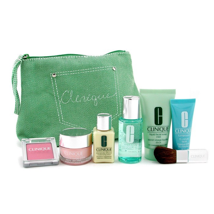 Clinique Travel Set: DDML 15ml + Moisture Surge 15ml + Clns 30ml + Ltn 2 + 15 Mins Facial + Blush + Bag 7pcs+1bagProduct Thumbnail