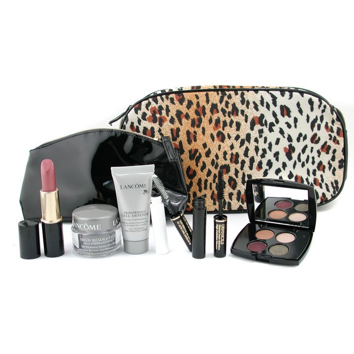 Lancome Zestaw miniatur (ciepły odcień kolorów): Pomadka + Paleta czterech cieni do powiek + Baza pod tusz do rzęs + Tusz do rzęs + Krem na dzień + Serum + 2x Kosmetyczka 6 sztuk + 2 bagProduct Thumbnail