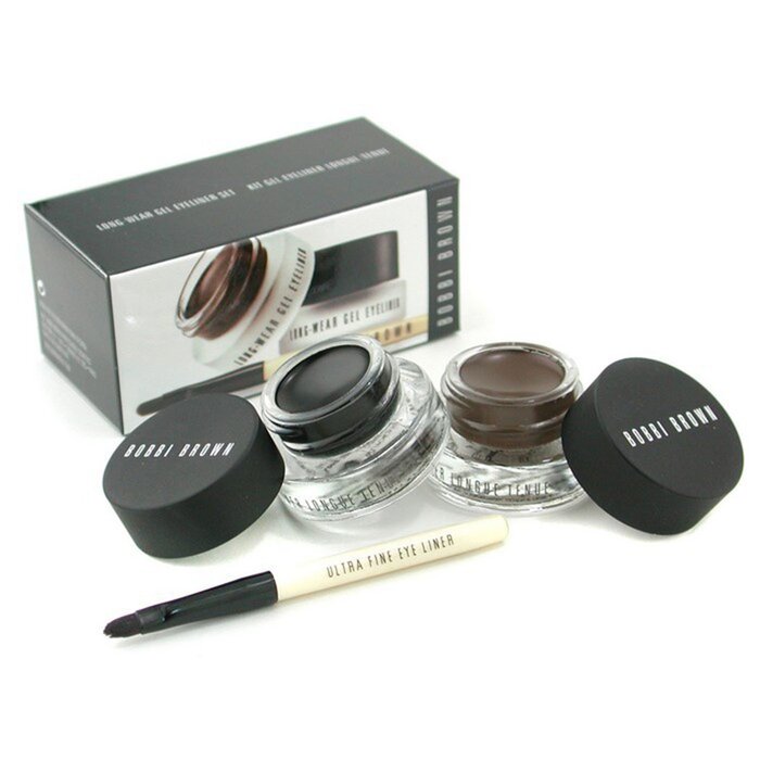 Bobbi Brown Стойкая Гелевая Подводка Дуо: 2x Гелевая Подводка для Глаз 3г (Black Ink, Sepia Ink) + Мини Тонкая Кисть для Подводки 3pcsProduct Thumbnail