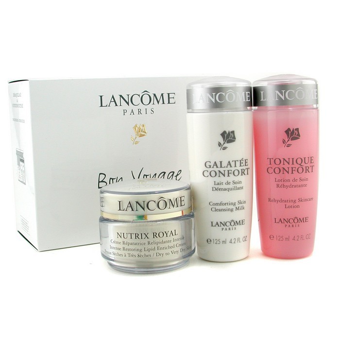 Lancome Zestaw do pielęgnacji skóry suchej i bardo suchej Bon Voyage Travel Set (Dry to Very Dry Skin): Odżywczy krem do twarzy 50ml + Mleczko do demakijażu 125ml + Tonik do twarzy 125ml 3 sztukiProduct Thumbnail