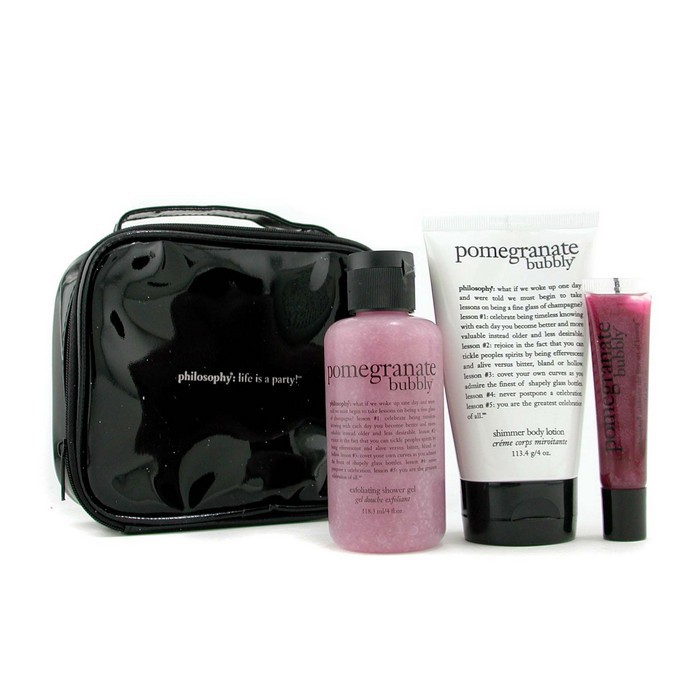 Philosophy Party Girl Set: Pomegranate Bubbly Shower Gel 118.3ml/4oz + Body Lotion 113.4g/4oz + Lip Shine 14.2g/0.5oz + Bag 3pcs+1bagProduct Thumbnail