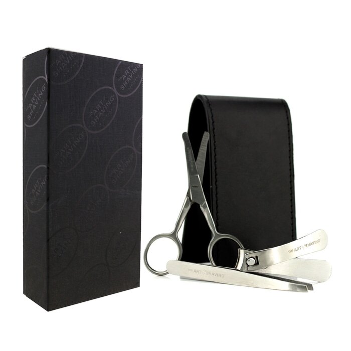 The Art Of Shaving Manicure Set: Nail Clipper + Nose Hair Scissors + Tweezers + Black Leather Pouch 3pcsProduct Thumbnail
