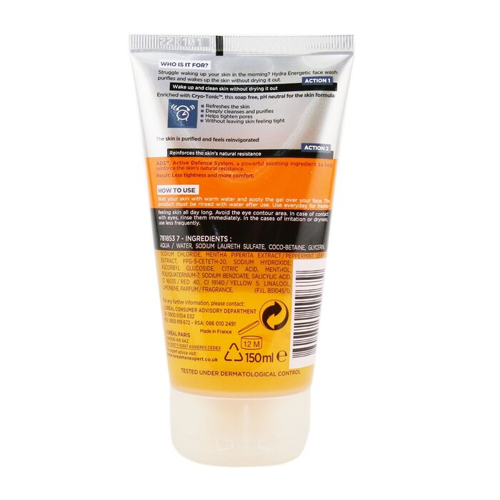 L'Oreal Men Expert Hydra Energetic Gel Limpiador con Espuma 150ml/5ozProduct Thumbnail