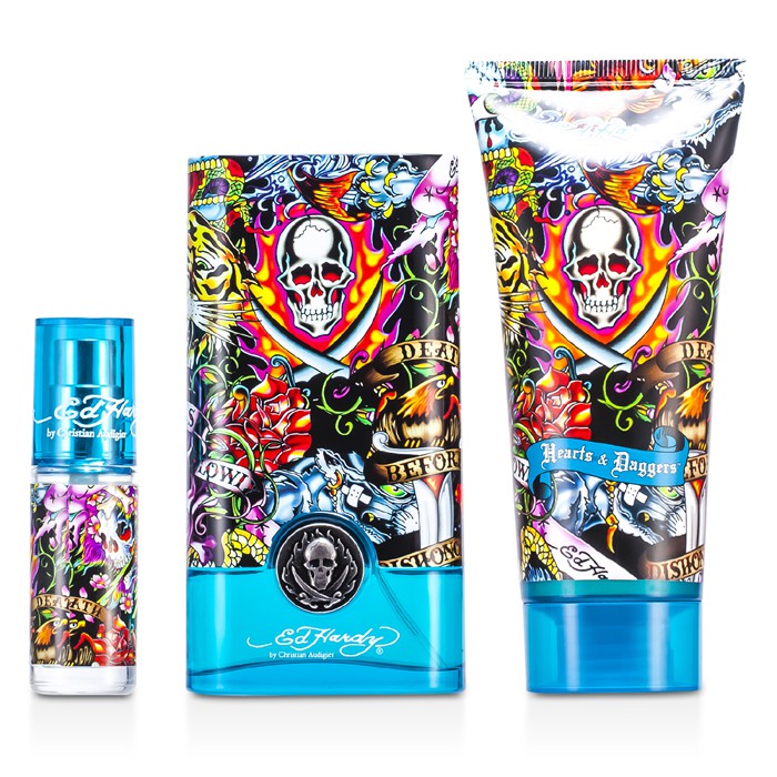 Christian Audigier ED Hardy Hearts & Daggers Coffret: Edt Spray 50ml/1.7oz + Hair & Body Wash 90ml/3oz + Edt Spray 7.5ml/0.25oz 3pcsProduct Thumbnail