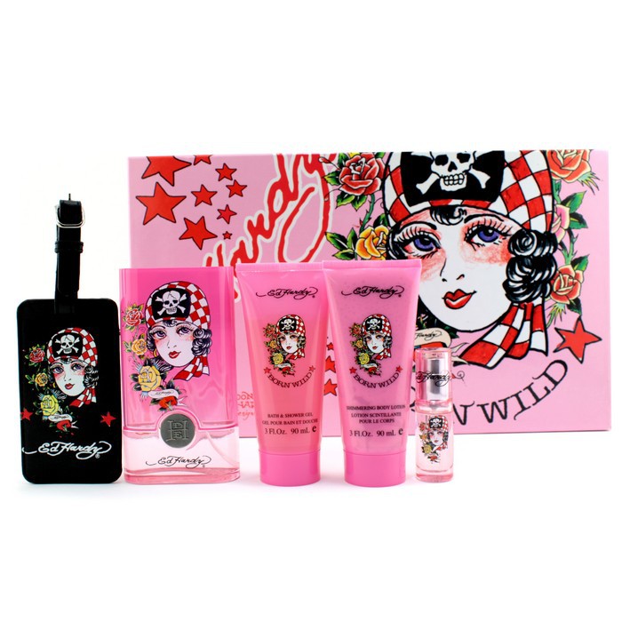 Christian Audigier ED Hardy Born Wild Coffret: Edp Spray 100ml/3.4oz + Body Lotion 90ml/3oz + Bath & Shower Gel + Edp Spray 7.5ml/0.25oz + Luggage Tag 5pcsProduct Thumbnail