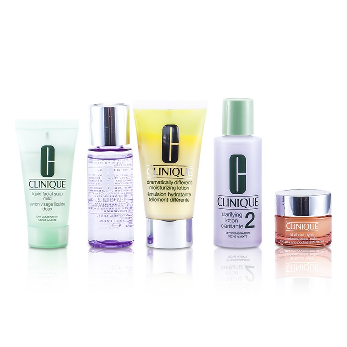 Clinique Daily Essentials Set ( עור יבש-מעורב ): תחליב ניקוי 2 + מסיר איפור + DDמ&quot;ל + סבון פנים + Eyes 78C0 5pcsProduct Thumbnail