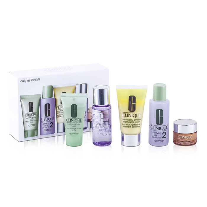 Clinique Daily Essentials Set ( עור יבש-מעורב ): תחליב ניקוי 2 + מסיר איפור + DDמ&quot;ל + סבון פנים + Eyes 78C0 5pcsProduct Thumbnail