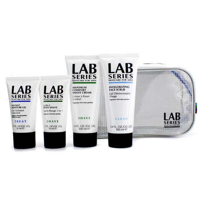 Lab Series Zestaw do pielęgnacji twarzy dla mężczyzn Lab Series Deluxe Shave Set: Peeling do twarzy 100ml + Krem do golenia 100ml + Emulsja po goleniu 50ml + Nawilżający żel do twarzy na dzień 50ml + Kosmetyczka 4 sztuki + 1bagProduct Thumbnail