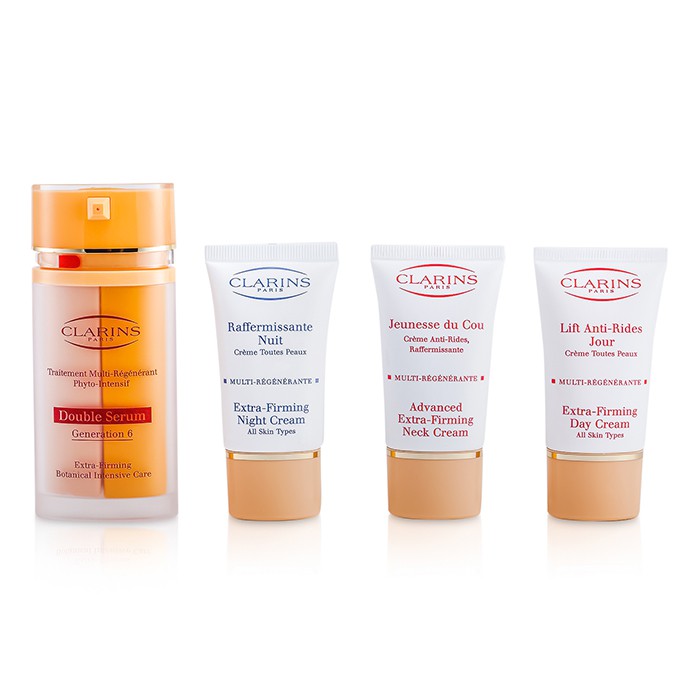 Clarins Укрепляющий Антивозрастной Набор: Двойная Сыворотка 2х15мл + Дневной Крем 15мл + Ночной Крем 15мл + Крем для Шеи 15мл + Сумка 4pcs+1bagProduct Thumbnail