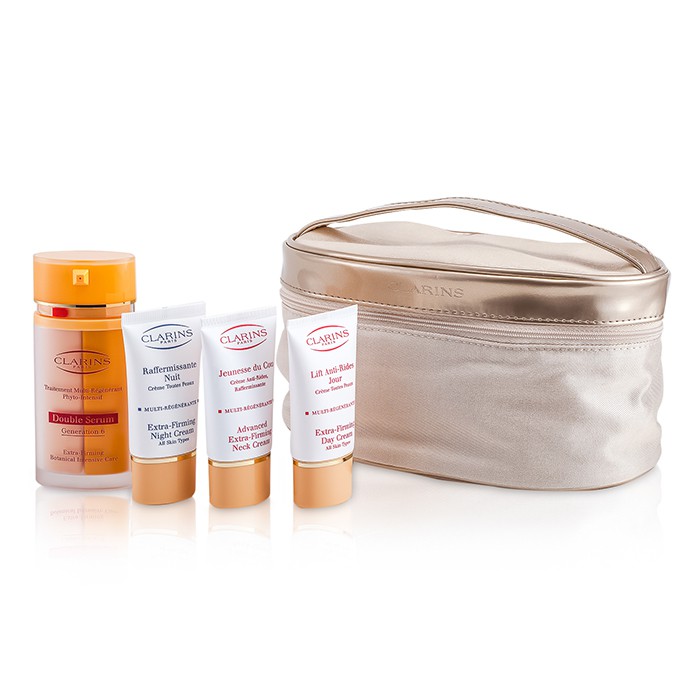 Clarins Укрепляющий Антивозрастной Набор: Двойная Сыворотка 2х15мл + Дневной Крем 15мл + Ночной Крем 15мл + Крем для Шеи 15мл + Сумка 4pcs+1bagProduct Thumbnail
