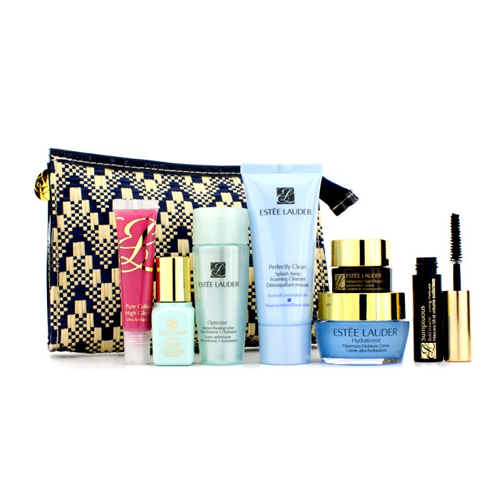 Estee Lauder Mini Set: Foaming Cleanser + Boosting Lotion + Moisture Creme + Skintone Illuminator + Eye Complex + High Gloss + Mascara + Bag 7pcs+1bagProduct Thumbnail