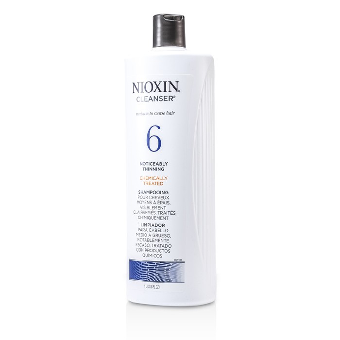 Nioxin Sistem 6 Təmizləyici Ortadan Kobud Saçlara, Kimyəvi Zədələnmiş, Çox Seyrəlmiş Saçlara 1000ml/33.8ozProduct Thumbnail