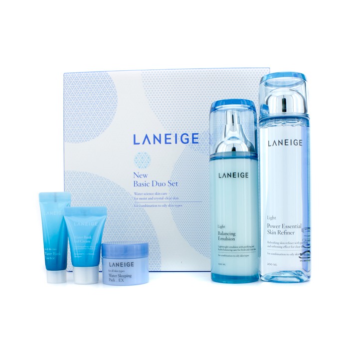 Laneige Sada New Basic Duo Set (Light): Skin Refiner Zjemňujúce sérum + Emulzia + Hydratačná nočná maska + Esencia + Gél-krém 5pcsProduct Thumbnail
