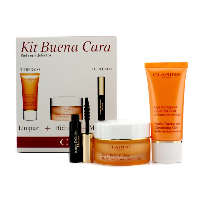 Clarins Zestaw Daily Energizer: żel do mycia twarzy 30ml + krem-żell 30ml + tusz do rzęs #01 3pcsProduct Thumbnail