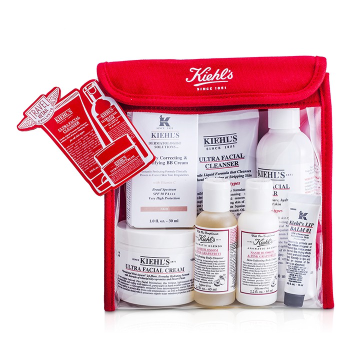 Kiehl's مجموعة روتين العناية بالبشرة: تونر 250مل + منظف 150مل + كريم 125مل + لوشن الجسم ومنظف الجسم 65مل + كريم بي بي 30مل + بلسم الشفاه 15مل + حقيبة 7pcs+1bagProduct Thumbnail