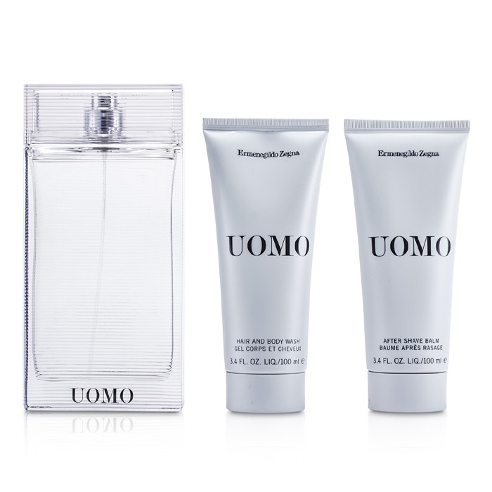 Ermenegildo Zegna Uomo Coffret: Eau De Toilette Spray 100ml/3.4oz + After Shave Balm 100ml/3.4oz + Hair & Body Wash 100ml/3.4oz 3pcsProduct Thumbnail