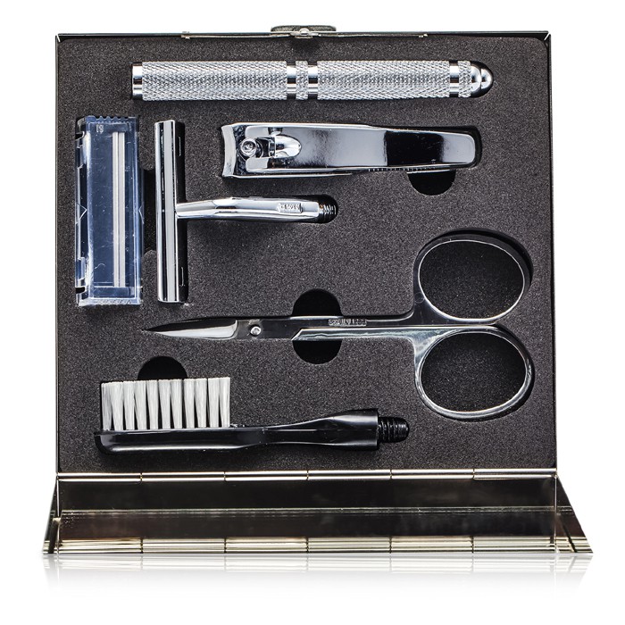Razor MD ערכת טיפוח 'הגבר המנומס':סכין + מספריים + קוצץ ציפורניים + מברשת + קופסה 4pcs+1boxProduct Thumbnail