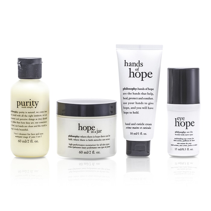 Philosophy Hope for the Best Coffret: Cleasner 60ml/2oz + Mositurizer 60ml/2oz + Eye Cream 15ml/0.5oz + Hand Cream 30ml/1oz 4pcsProduct Thumbnail