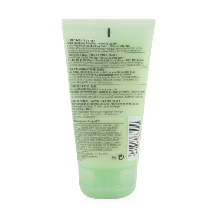 Clinique Liquid Facial Soap Tube Extra-Mild (Very Dry to Dry) 150ml/5ozProduct Thumbnail