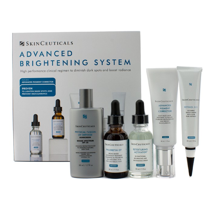Skin Ceuticals Advanced Brightening System:Activator30ml+Phloretin CF 30ml+Pigment Corrector 30ml+UV Defense SPF 50 50ml+Retinol 30ml 5pcsProduct Thumbnail