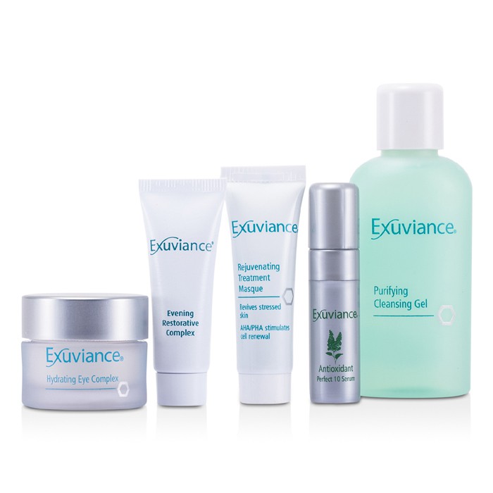 Exuviance Базовый Набор (для Нормальной/Комбинированной Кожи): Очищающий Гель + Комплекс для Глаз + Маска + Вечерний Комплекс + Perfect 10 Сыворотка 5pcsProduct Thumbnail