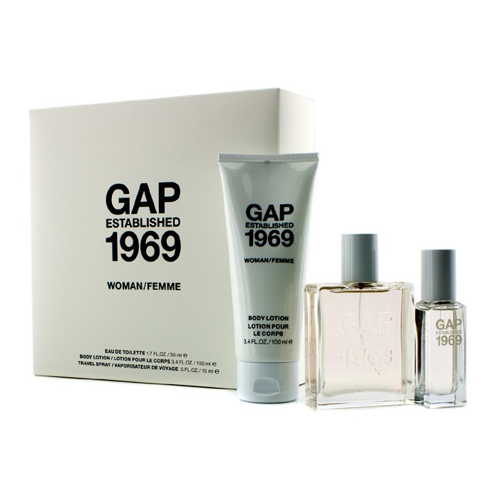 Gap Established 1969 Woman Coffret: Eau De Toilette Spray 50ml/1.7oz + Travel Spray 15ml/0.5oz + Body Lotion 100ml/3.4oz 3pcsProduct Thumbnail