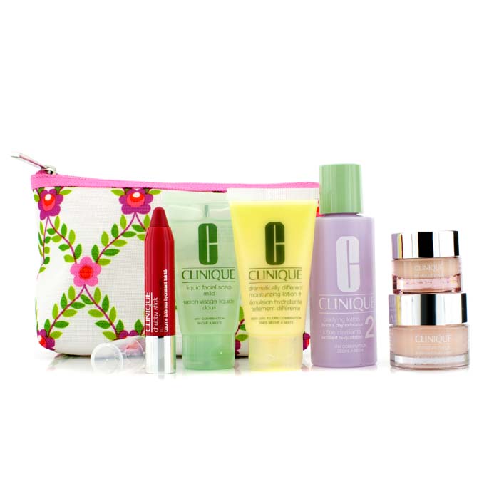Clinique Set de Călătorie: Loţiune 2 60ml + D.D.M.L 30ml + Săpun 30ml + Moisture Surge 15ml + All About Eyes 7ml + Chubby Stick 3ml + Gentuţă 6pcs+1bagProduct Thumbnail