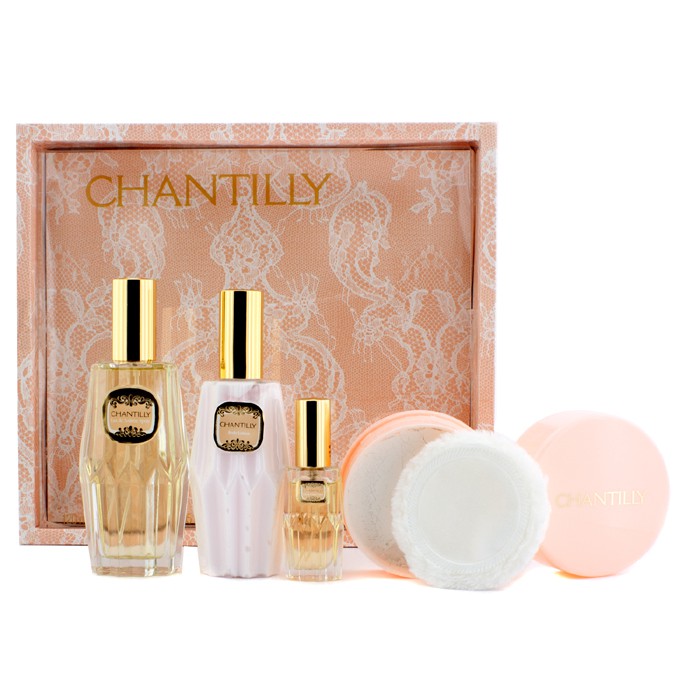 Dana Chantilly Coffret: Eau De Toilette Spray 105ml/3.5oz + Eau De Toilette 12ml/0.4oz + Body Lotion 120ml/4oz + Dusting Powder 49g/1.75oz 4pcsProduct Thumbnail
