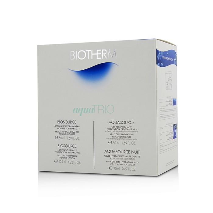 Biotherm Aqua Trio Set: Aquasource Gel 50ml + Toning Lotion 125ml + Hydrating Jelly 20ml + Biosource Cleansing Gel 50ml 4pcsProduct Thumbnail