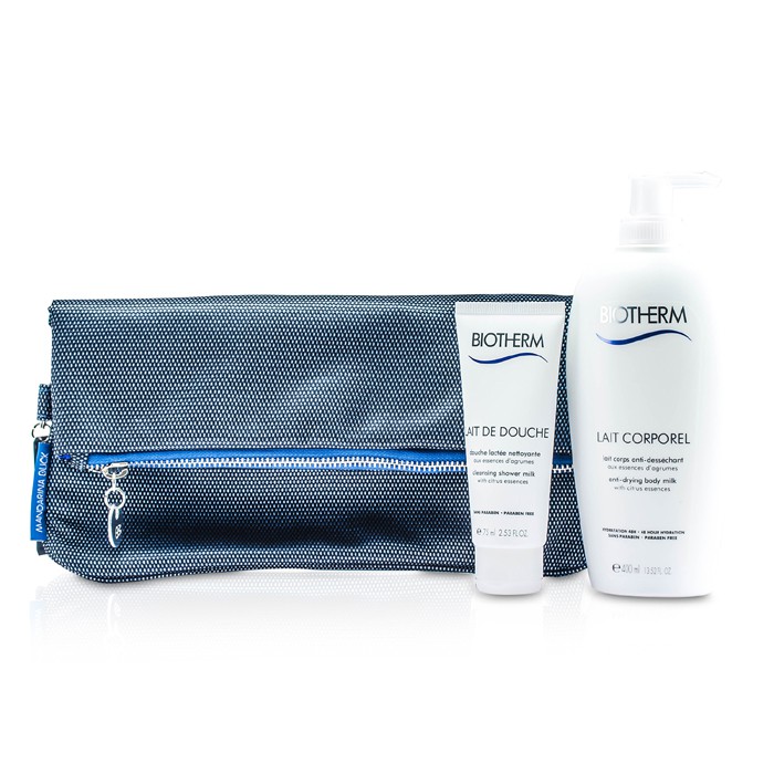 Biotherm Set Corporal: Leche Corporal Anti Secante 400ml + Leche De Ducha Limpiadora 75ml + Bolso 2pcs+1bagProduct Thumbnail