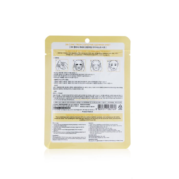 3W Clinic Mask Sheet - Masker Wajah - Fresh Coenzyme Q10 10pcsProduct Thumbnail