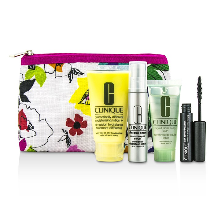 Clinique Travel Set: DDML+ 30ml + Facial Soap Mild 15ml + Smart Serum 10ml + Mascara #01 2.5ml + Bag 4pcs+1bagProduct Thumbnail